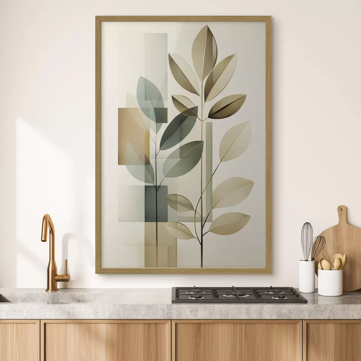 Poster Astrazione geometrica con foglie f46581