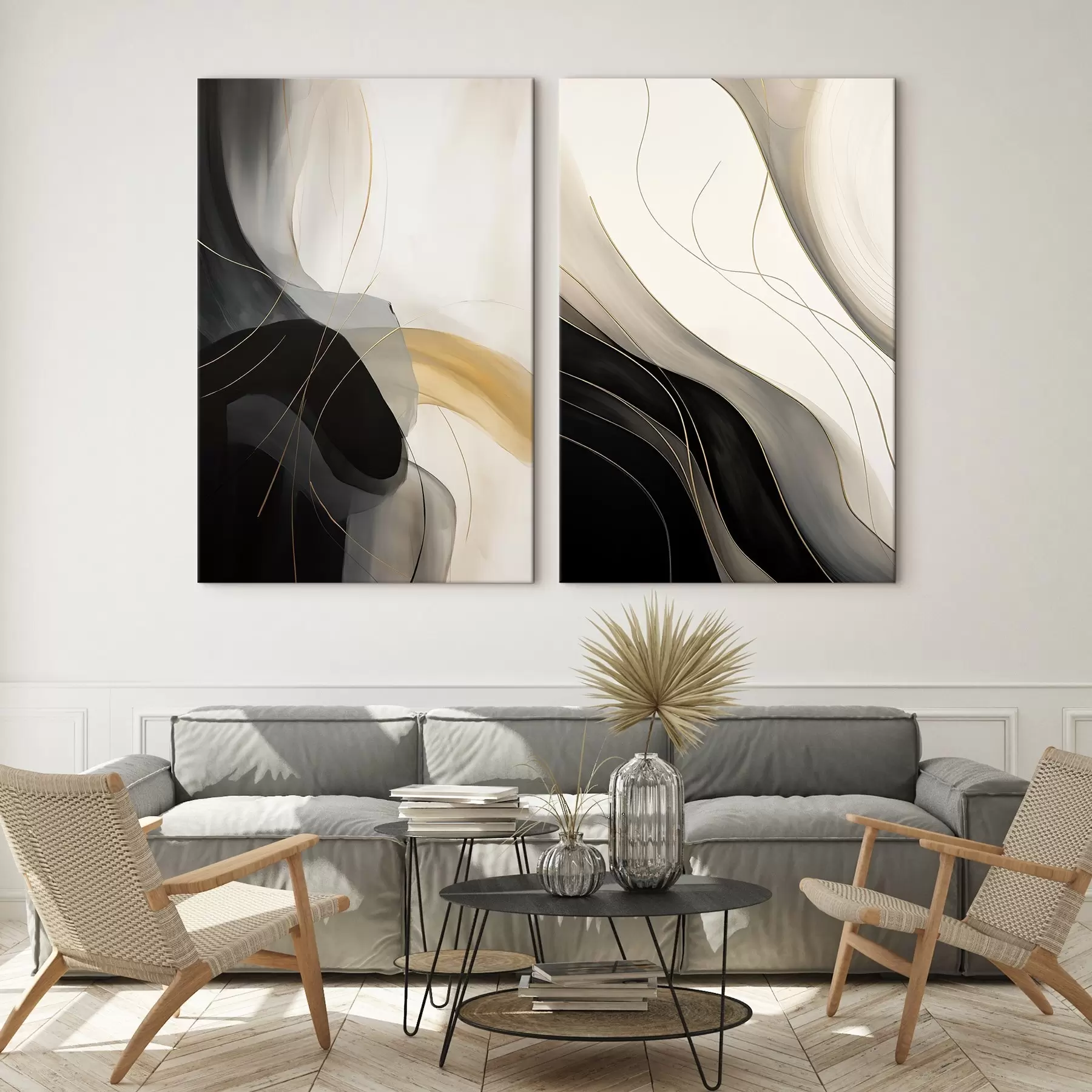 carta da parati Curve monocromatiche con sottili filamenti metallici nr. m00972