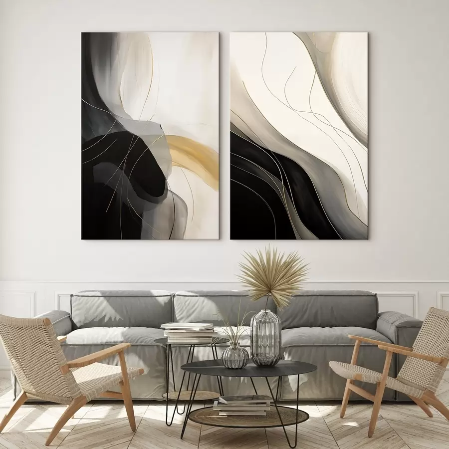 carta da parati Curve monocromatiche con sottili filamenti metallici nr. m00972