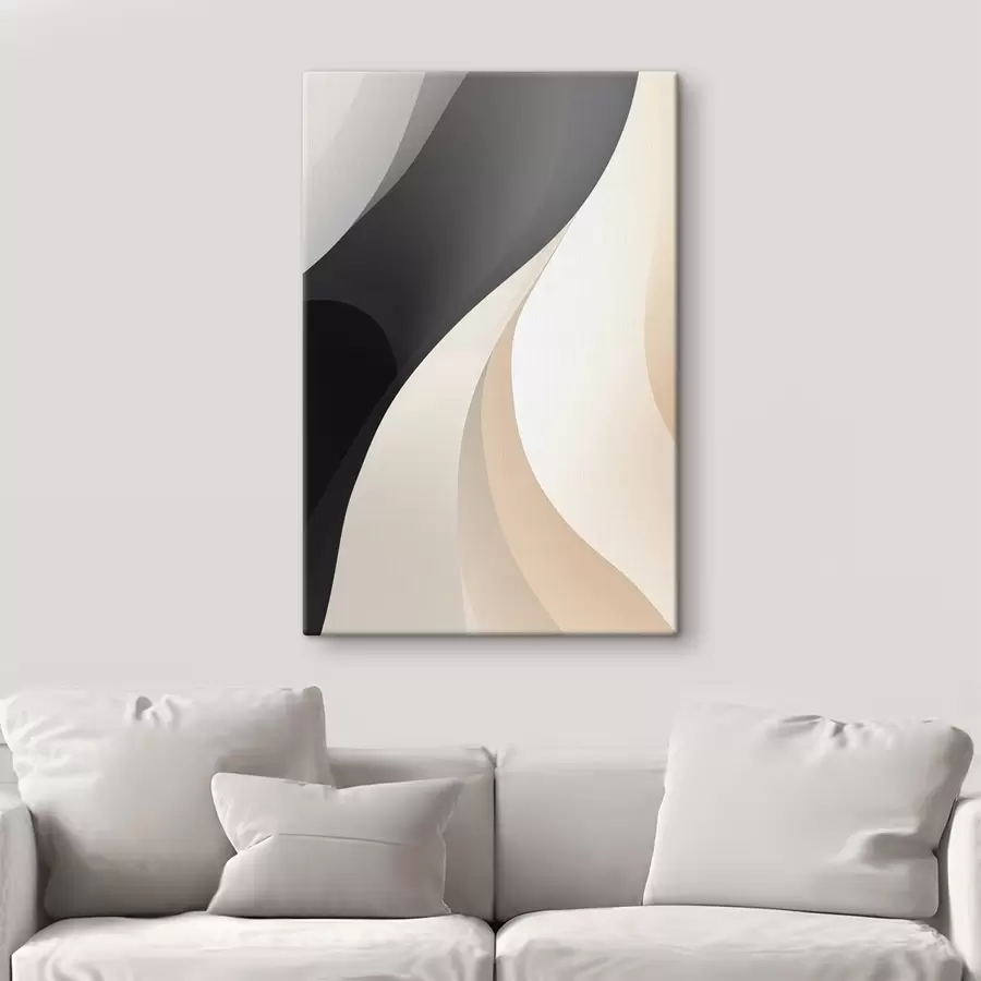 carta da parati Curve eleganti e sovrapposte nei colori antracite, avorio e sabbia nr. s46493