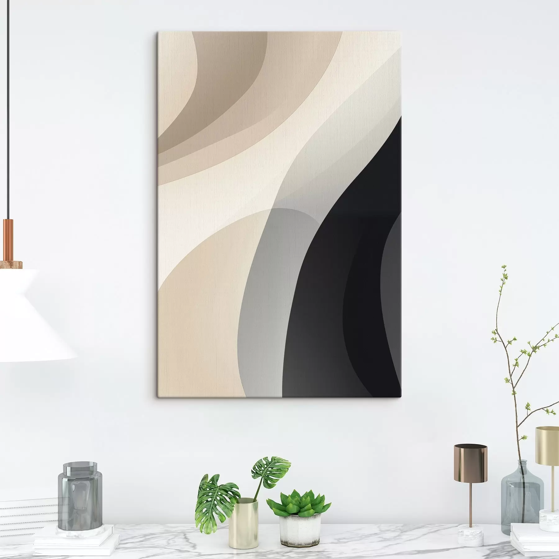 carta da parati Forme organiche ondulate nei toni caldi del beige e del grigio antracite nr. s46494