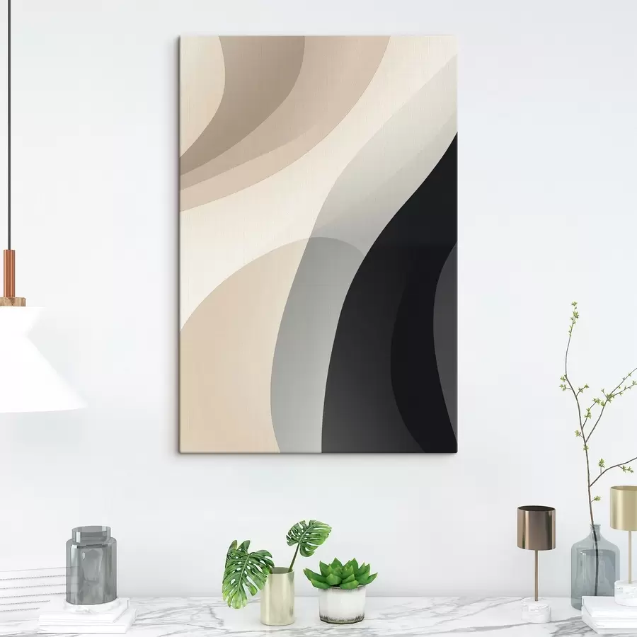 carta da parati Forme organiche ondulate nei toni caldi del beige e del grigio antracite nr. s46494