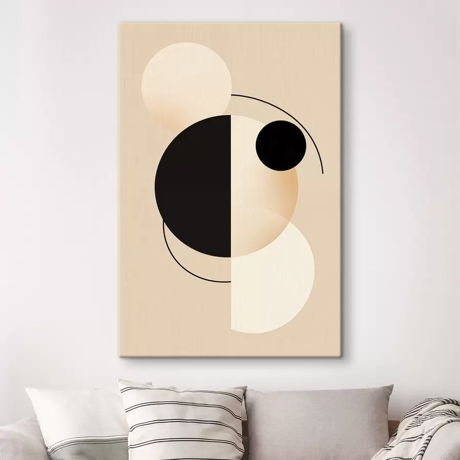 carta da parati Cerchi e archi grafici in morbido beige e nero nr. s46497