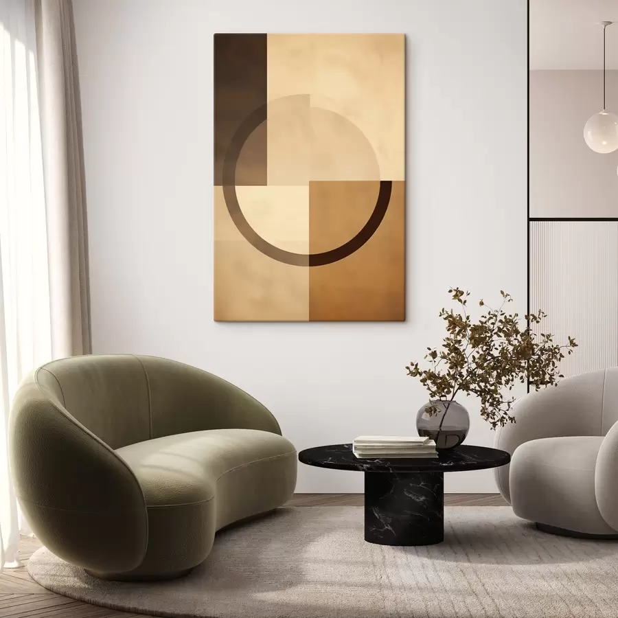 carta da parati Quadrati smorzati con anello traslucido, calda palette di colori terra nr. s46498