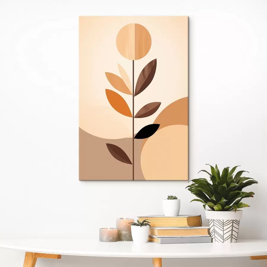 carta da parati Fiore stilizzato con foglie geometriche dai toni caldi nr. s46500