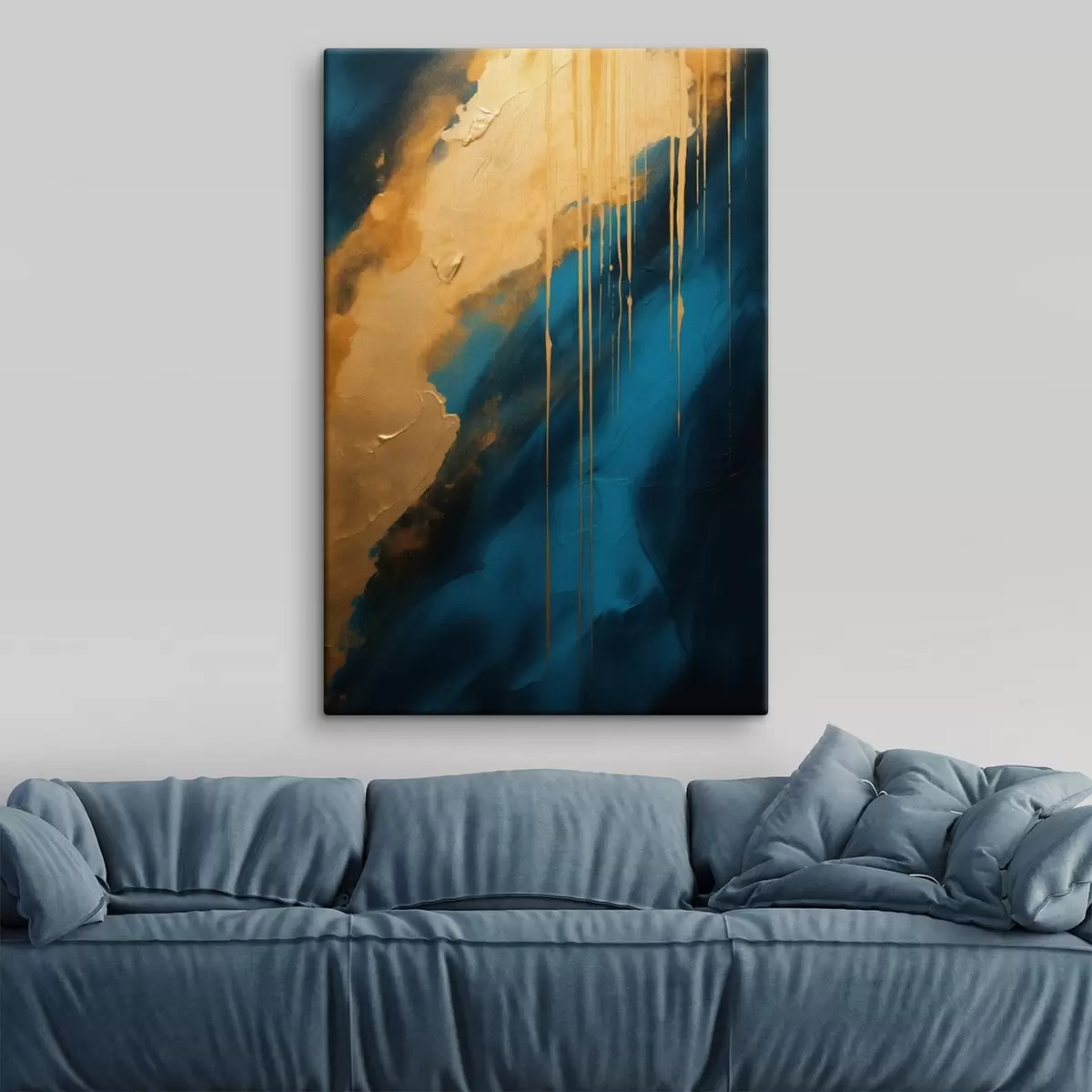 carta da parati Astratto verde acqua e blu intenso con riflessi caldi e fluidi nr. s46509