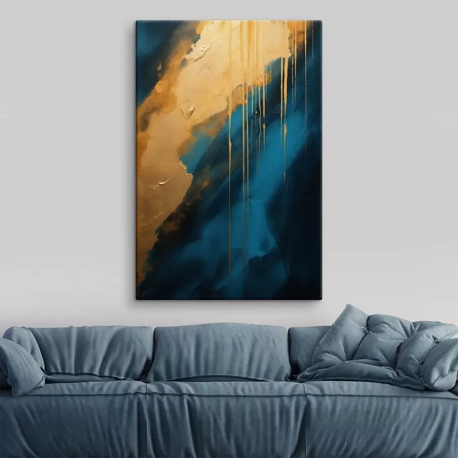 carta da parati Astratto verde acqua e blu intenso con riflessi caldi e fluidi nr. s46509