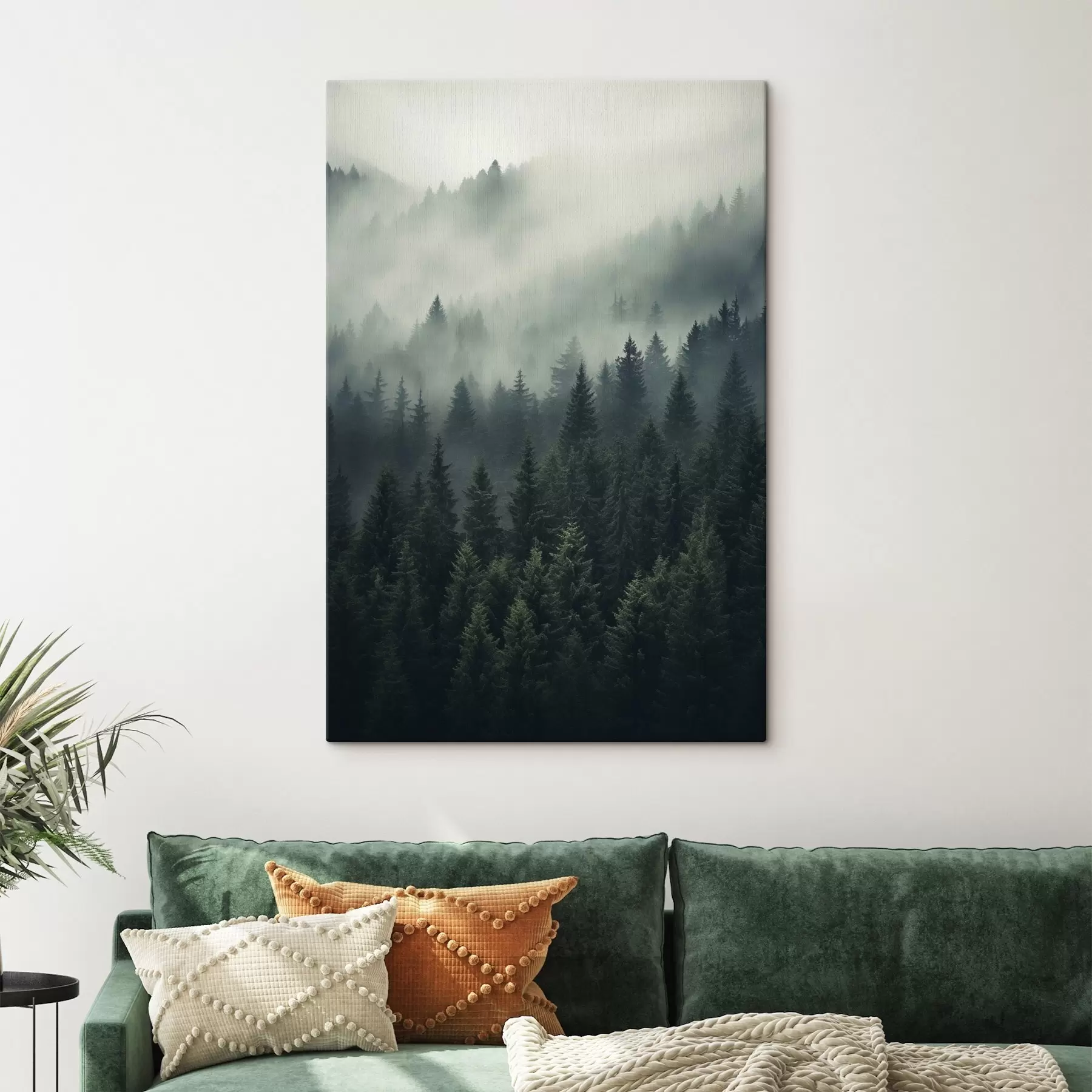 Quadro Nebbia che avvolge una fitta foresta sempreverde nr. s46512