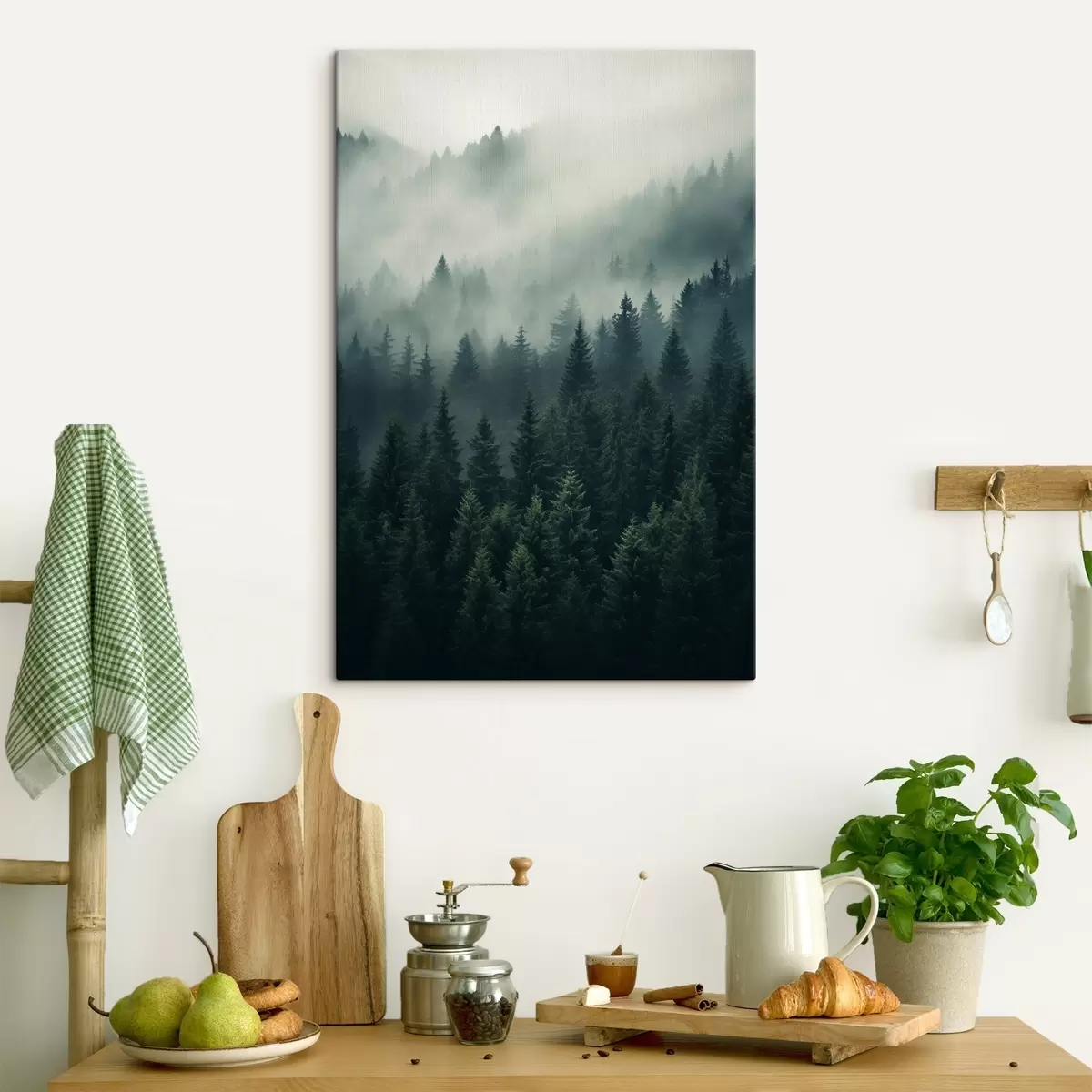 carta da parati Nebbia che avvolge una fitta foresta sempreverde nr. s46512