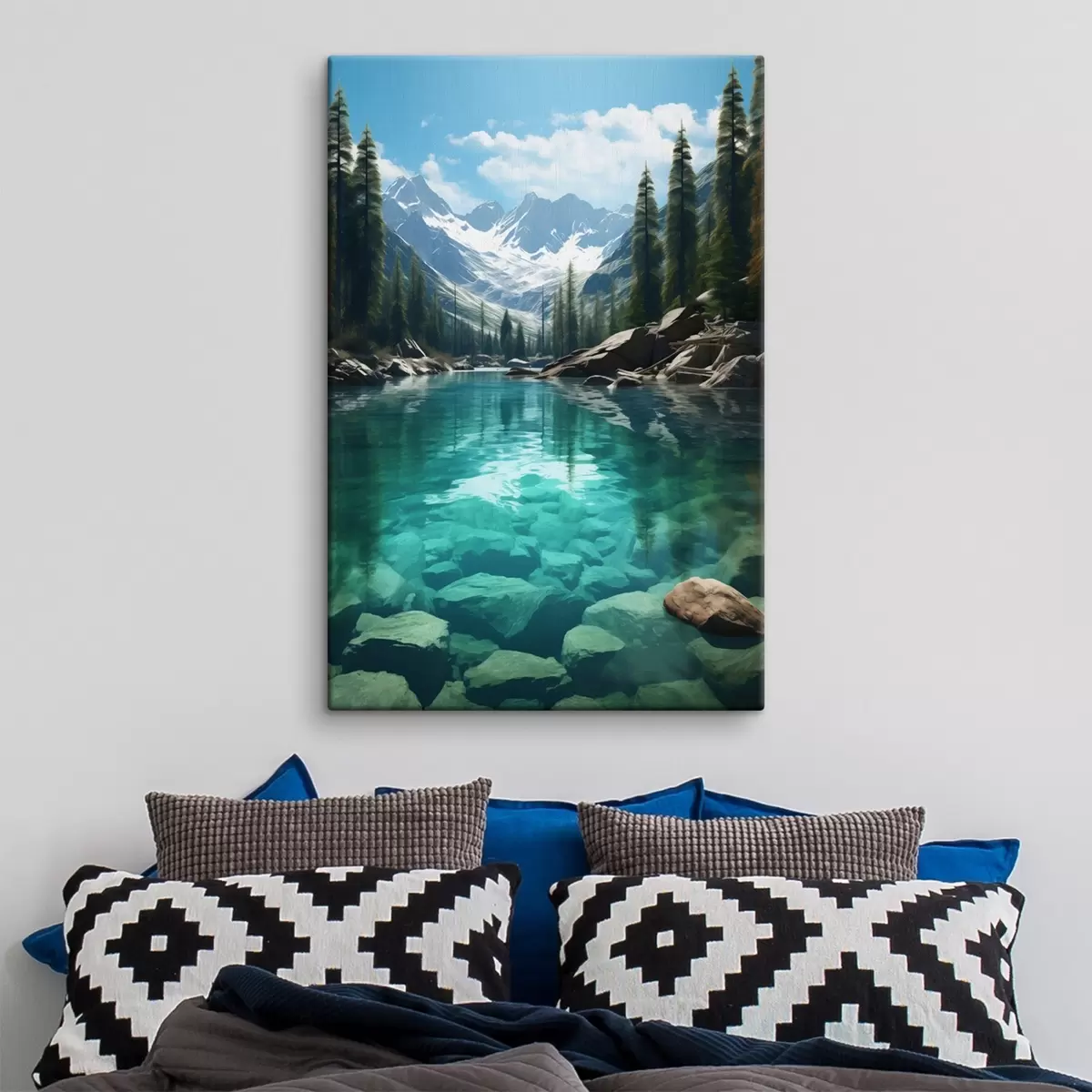 carta da parati Fiume alpino limpido con letto roccioso e cime innevate nr. s46514