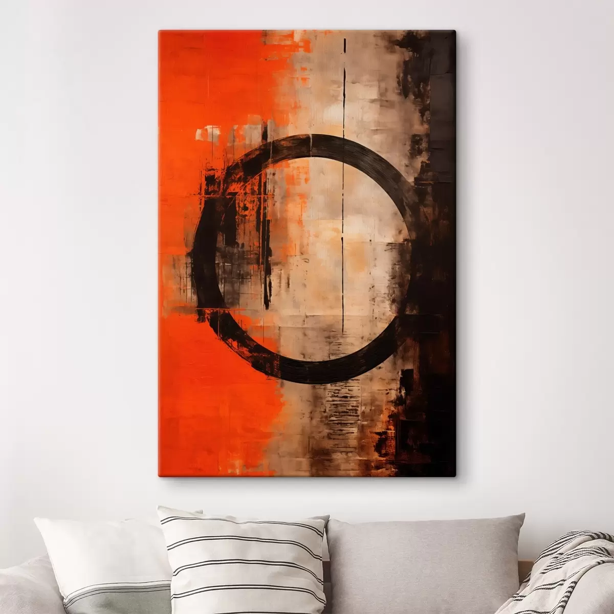 carta da parati Astratto con un grande cerchio nero e texture calde nr. s46528