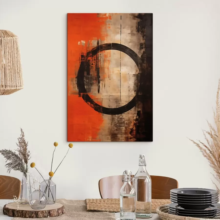 carta da parati Astratto con un grande cerchio nero e texture calde nr. s46528