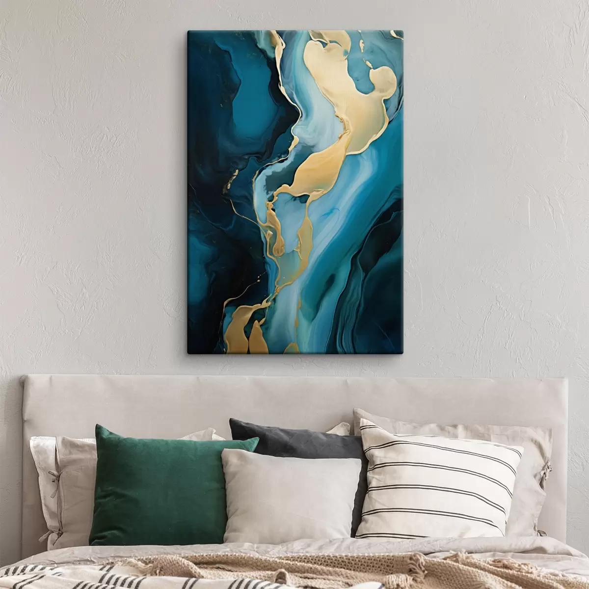 carta da parati Astratto blu verde acqua con un tocco di ocra nr. s46530