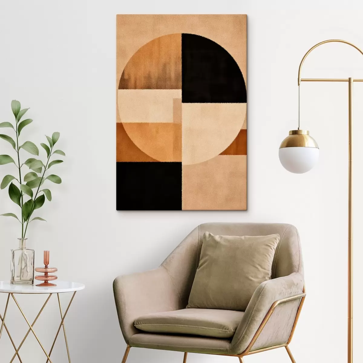 carta da parati Semicerchi e quadrati dai toni caldi, texture morbida nr. s46531