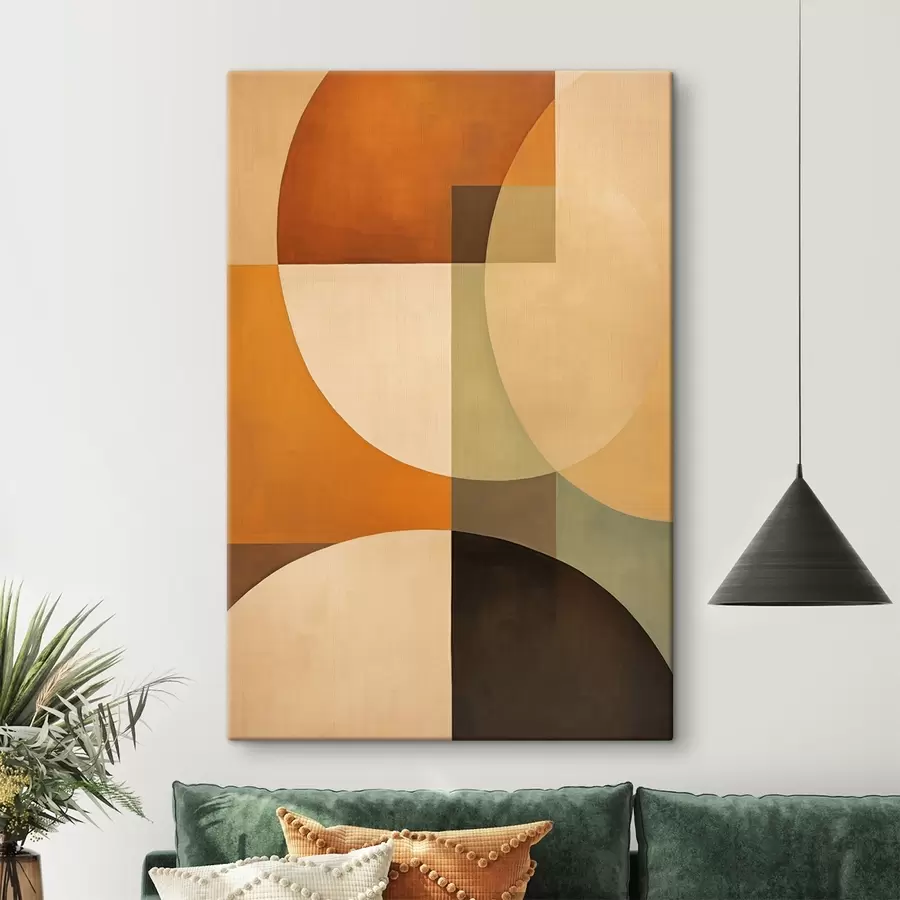 carta da parati Grandi forme intersecanti nei toni terracotta-oliva nr. s46533