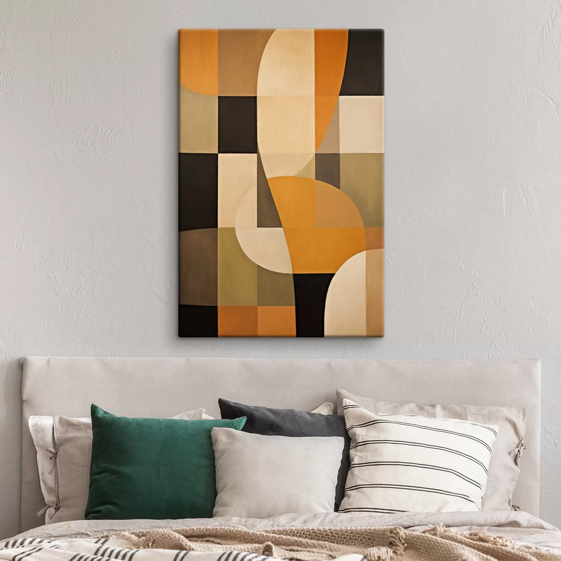carta da parati Patchwork di rettangoli con un arco arancione liscio nr. s46534
