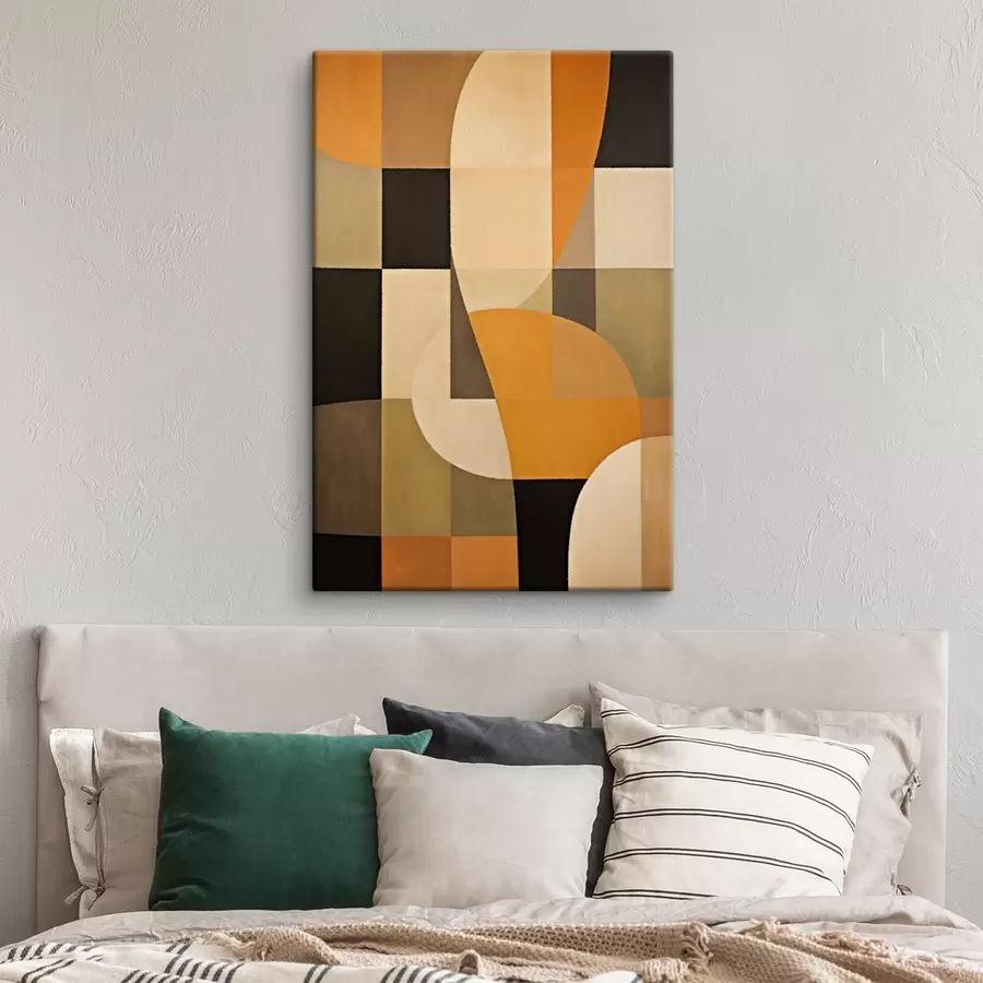 carta da parati Patchwork di rettangoli con un arco arancione liscio nr. s46534