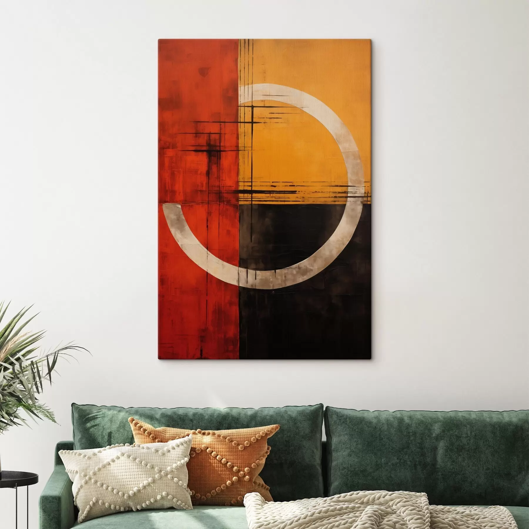 carta da parati Cerchio astratto su sfondo rosso-nero con linee nr. s46535