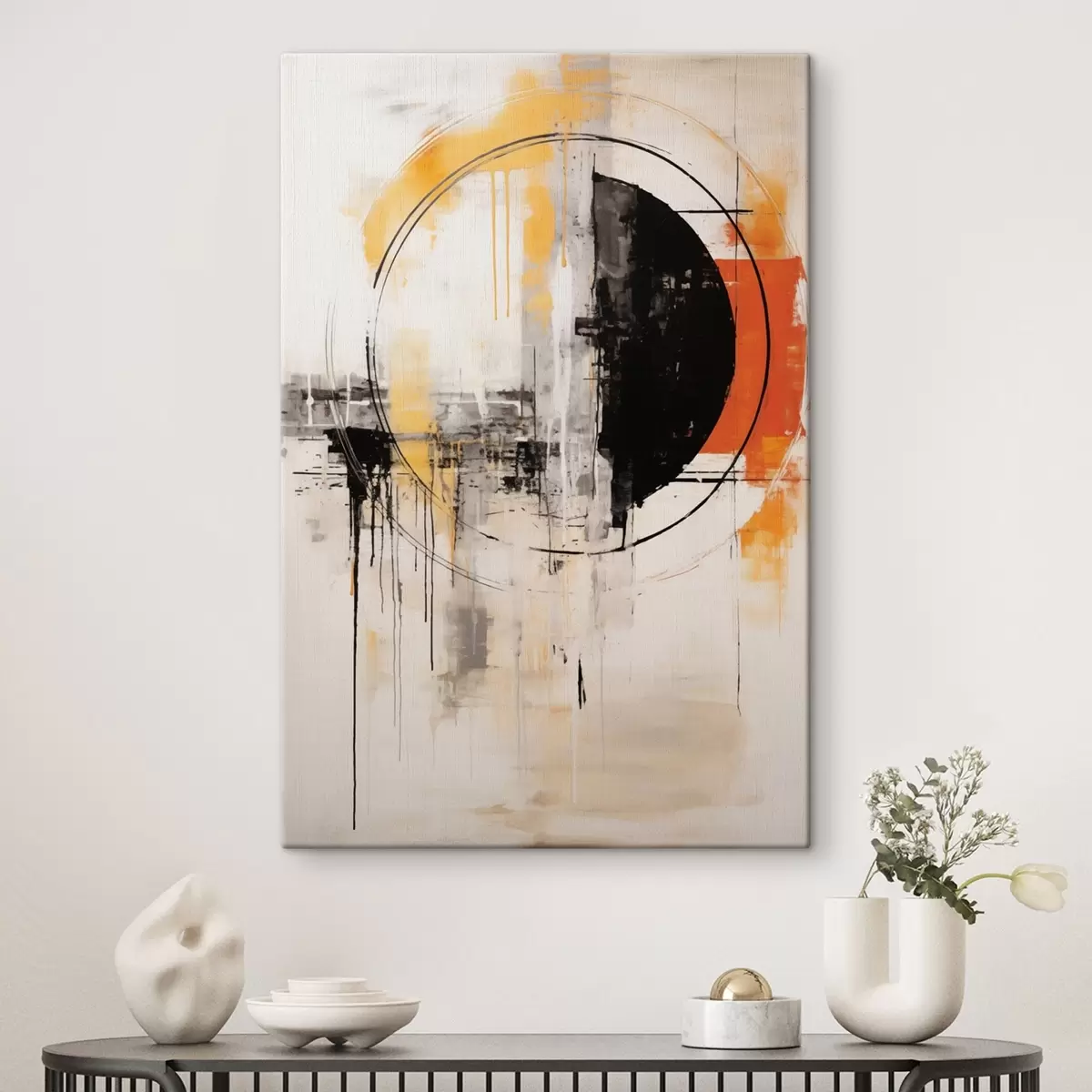 carta da parati Cerchio monocromatico arancione con gocce testurizzate nr. s46536