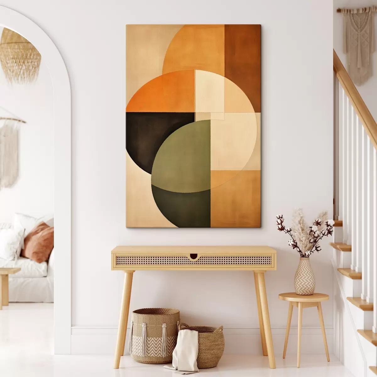 carta da parati Cerchi intersecanti in una tavolozza di colori sabbia-oliva nr. s46537