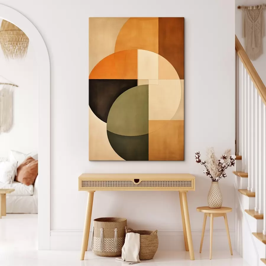 carta da parati Cerchi intersecanti in una tavolozza di colori sabbia-oliva nr. s46537