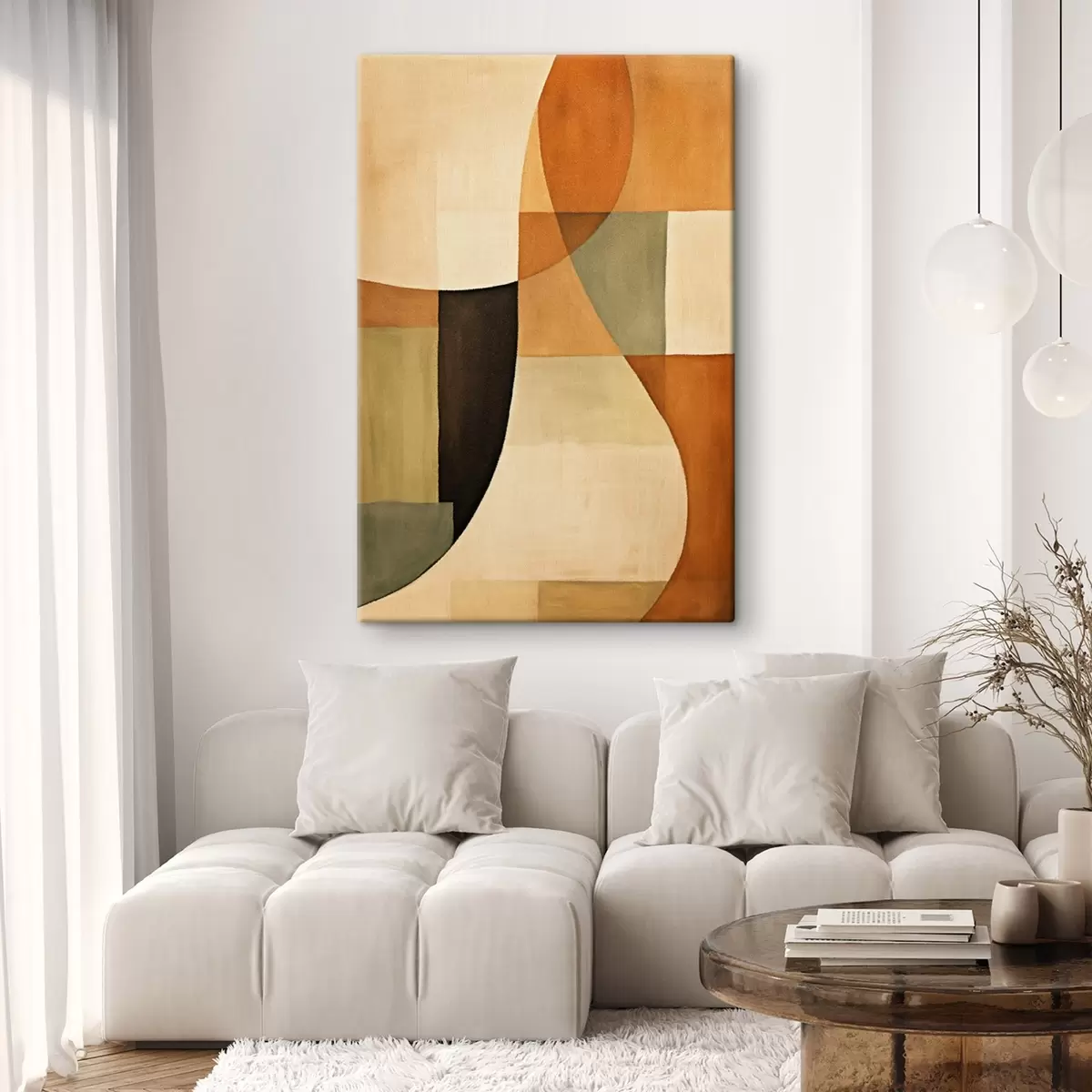 carta da parati Campi geometrici morbidi in una calda palette naturale nr. s46538