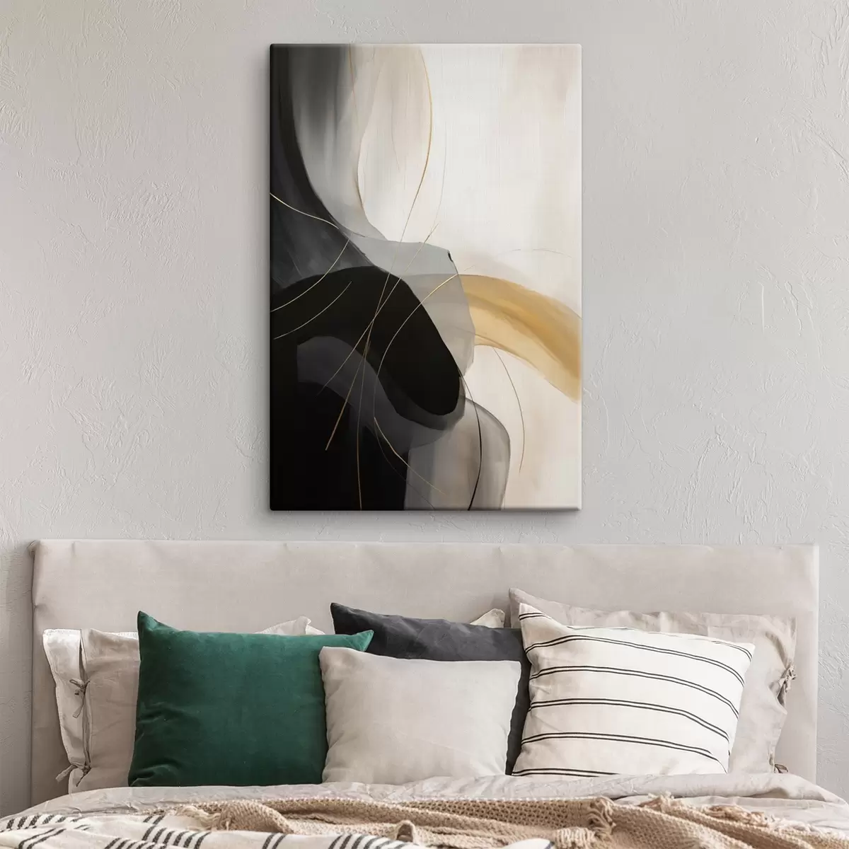 carta da parati Curve morbide in nero e beige con un accento caldo nr. s46542