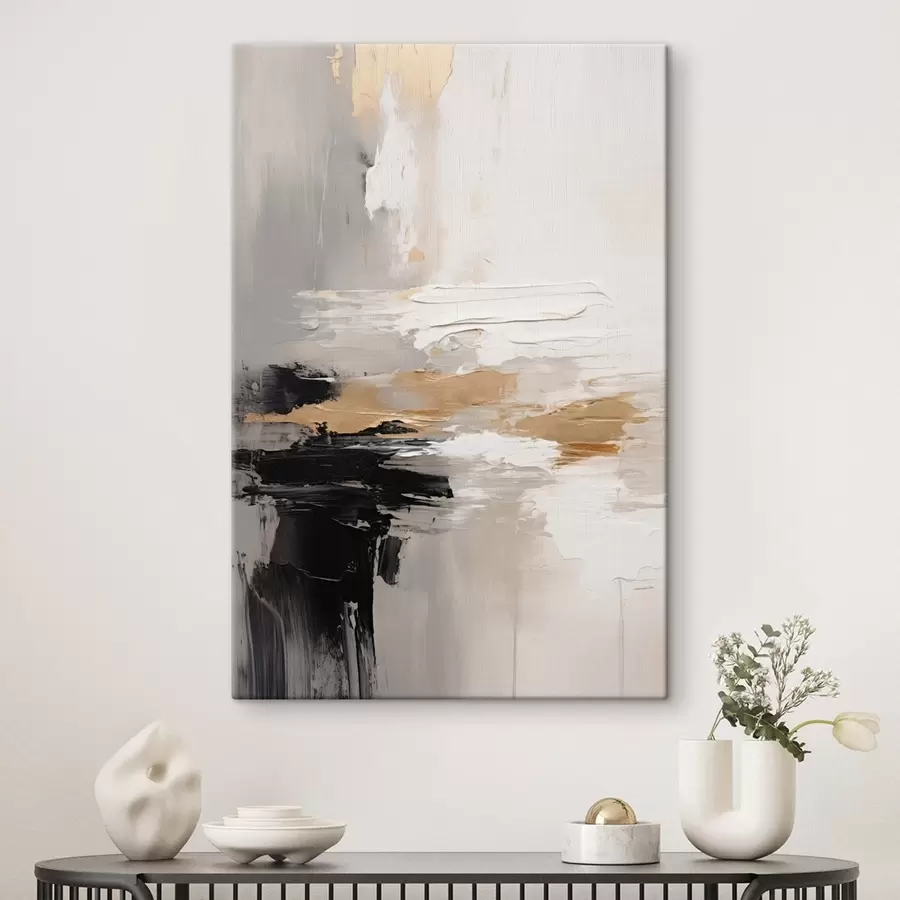 carta da parati Pennellate dai toni nude con strati contrastanti di nero e ocra nr. s46544