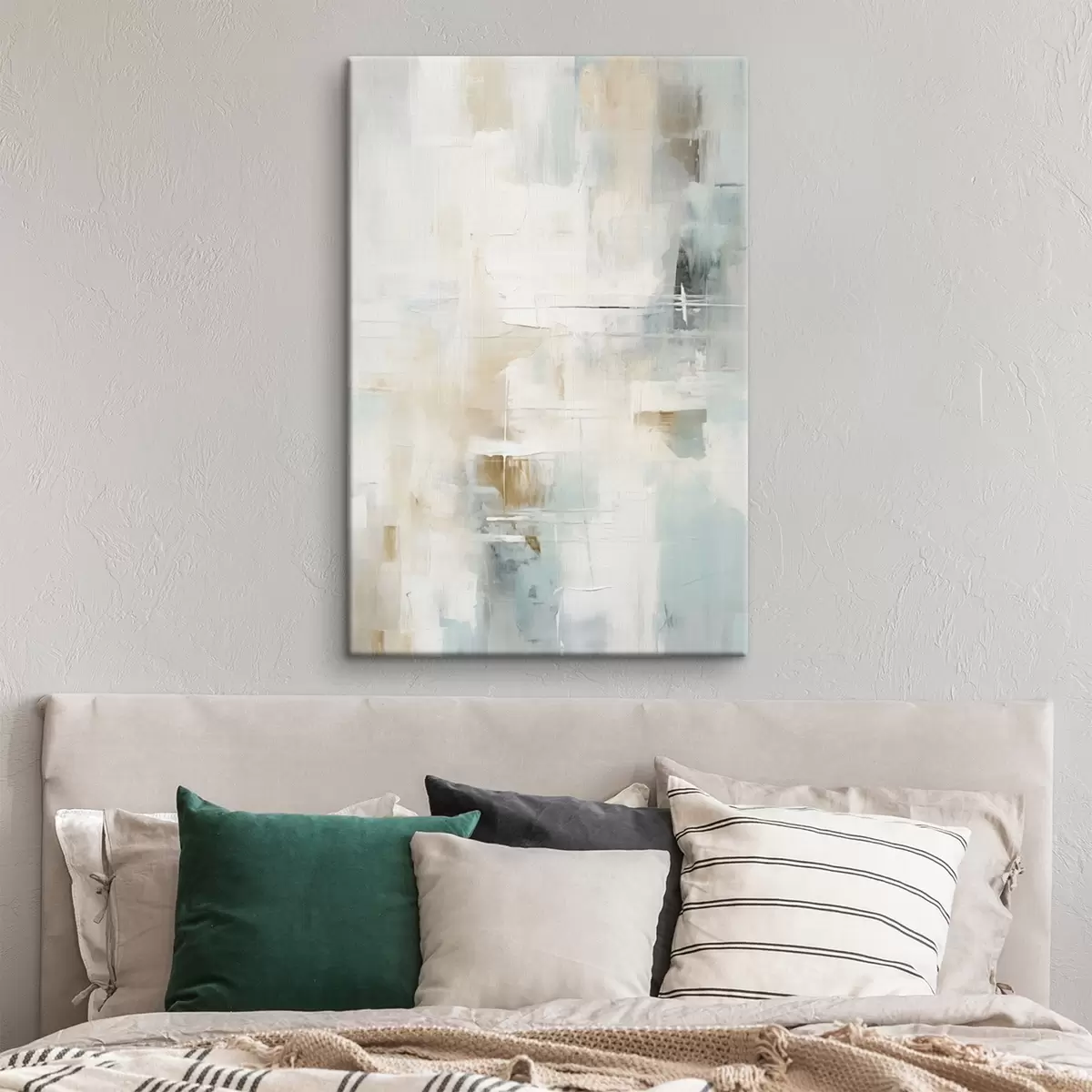 carta da parati Pennellate leggere di blu e beige su sfondo bianco nr. s46547