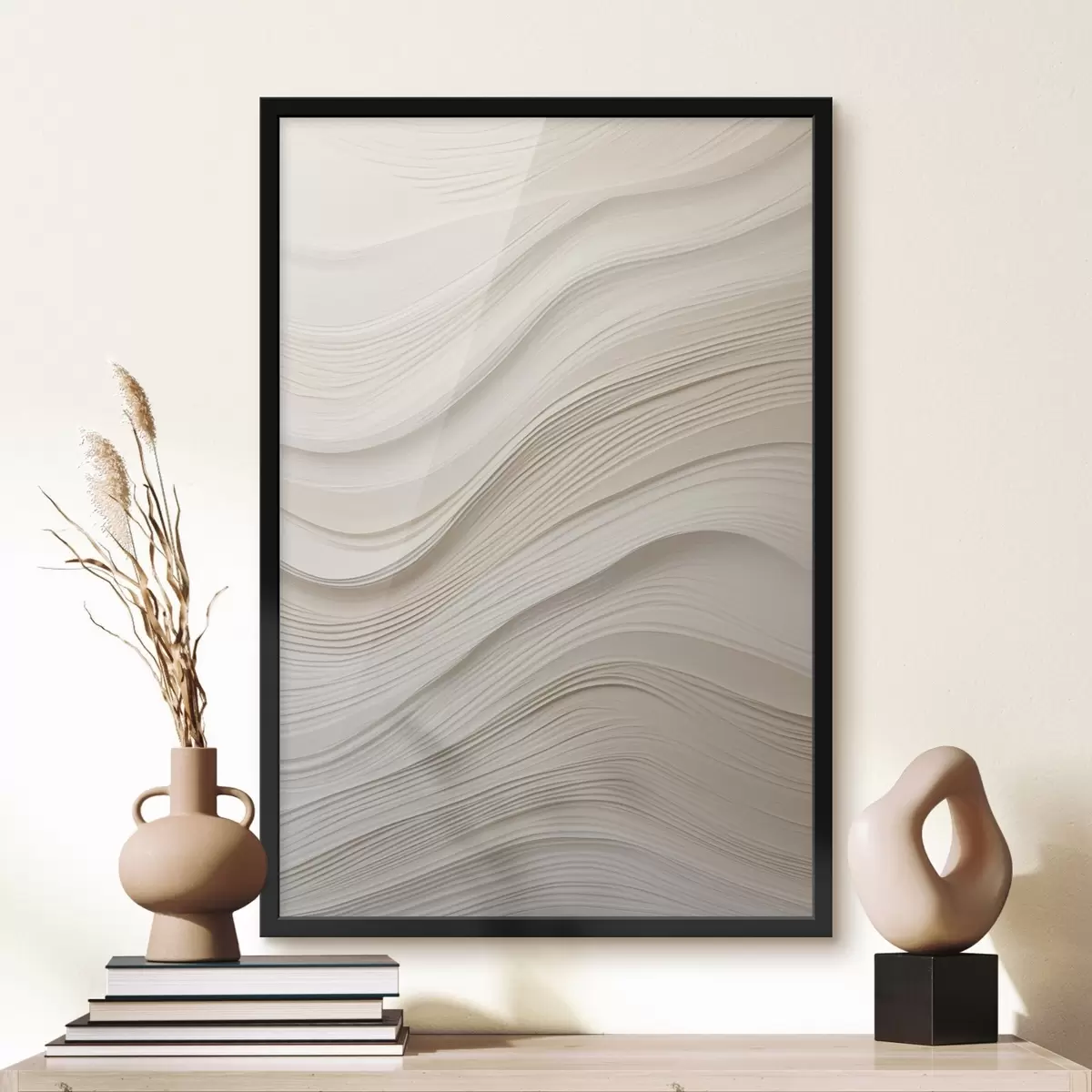 Poster Onde in rilievo a strati color sabbia, texture morbida f46484