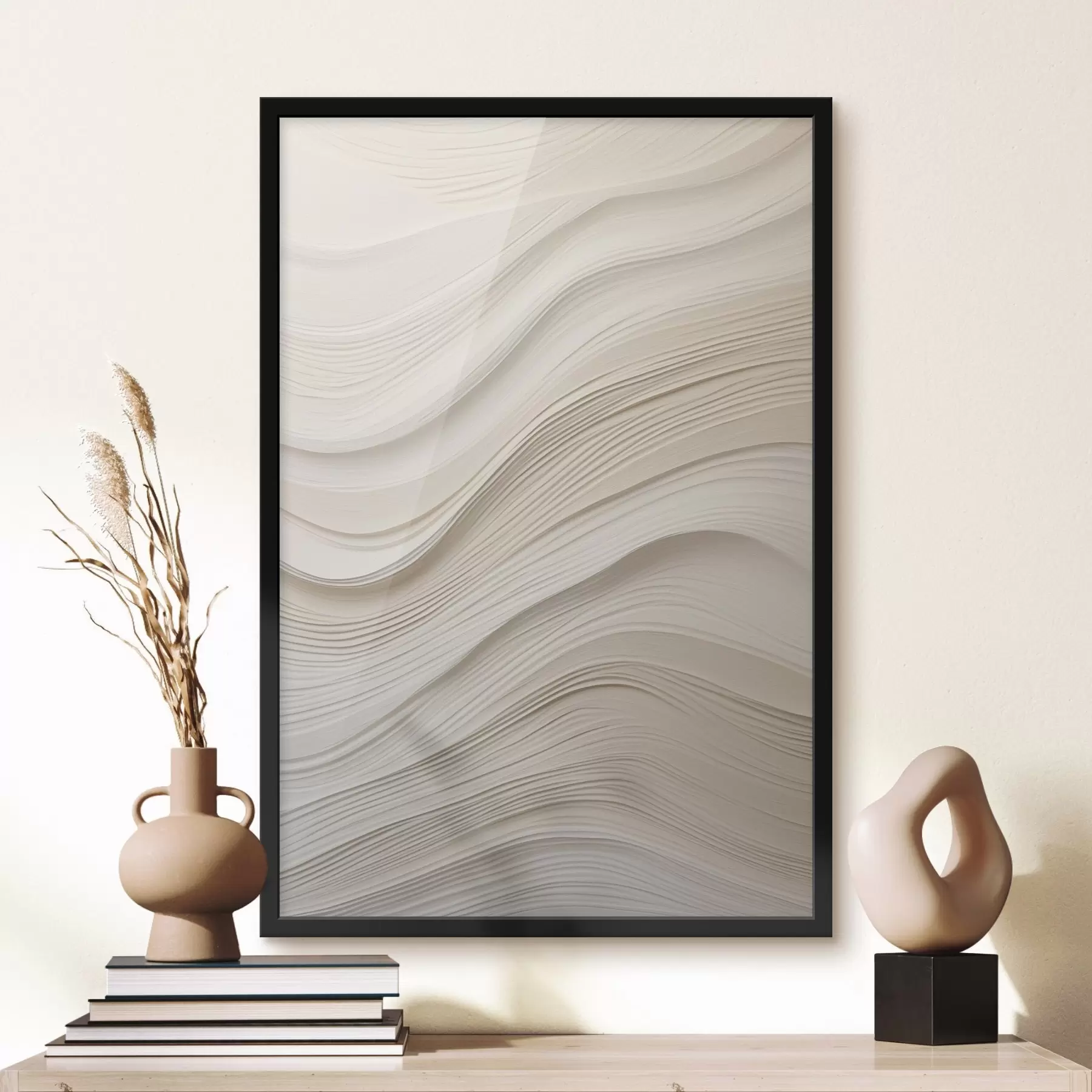 carta da parati Onde in rilievo a strati color sabbia, texture morbida nr. f46484