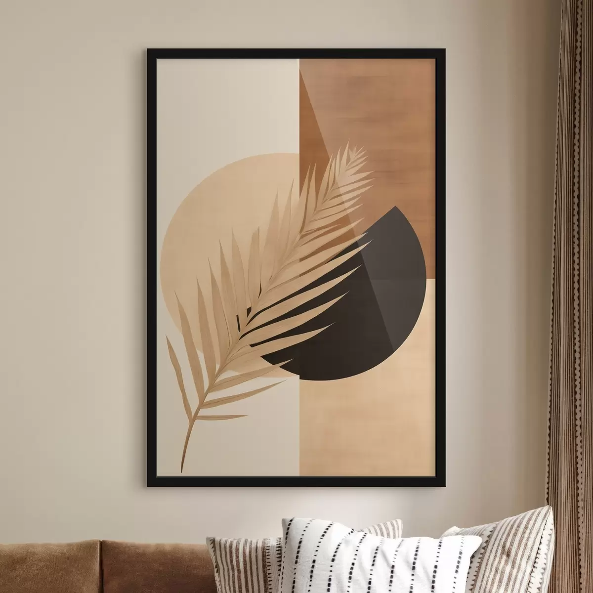 Poster Foglia di palma su terracotta e geometria color crema f46490