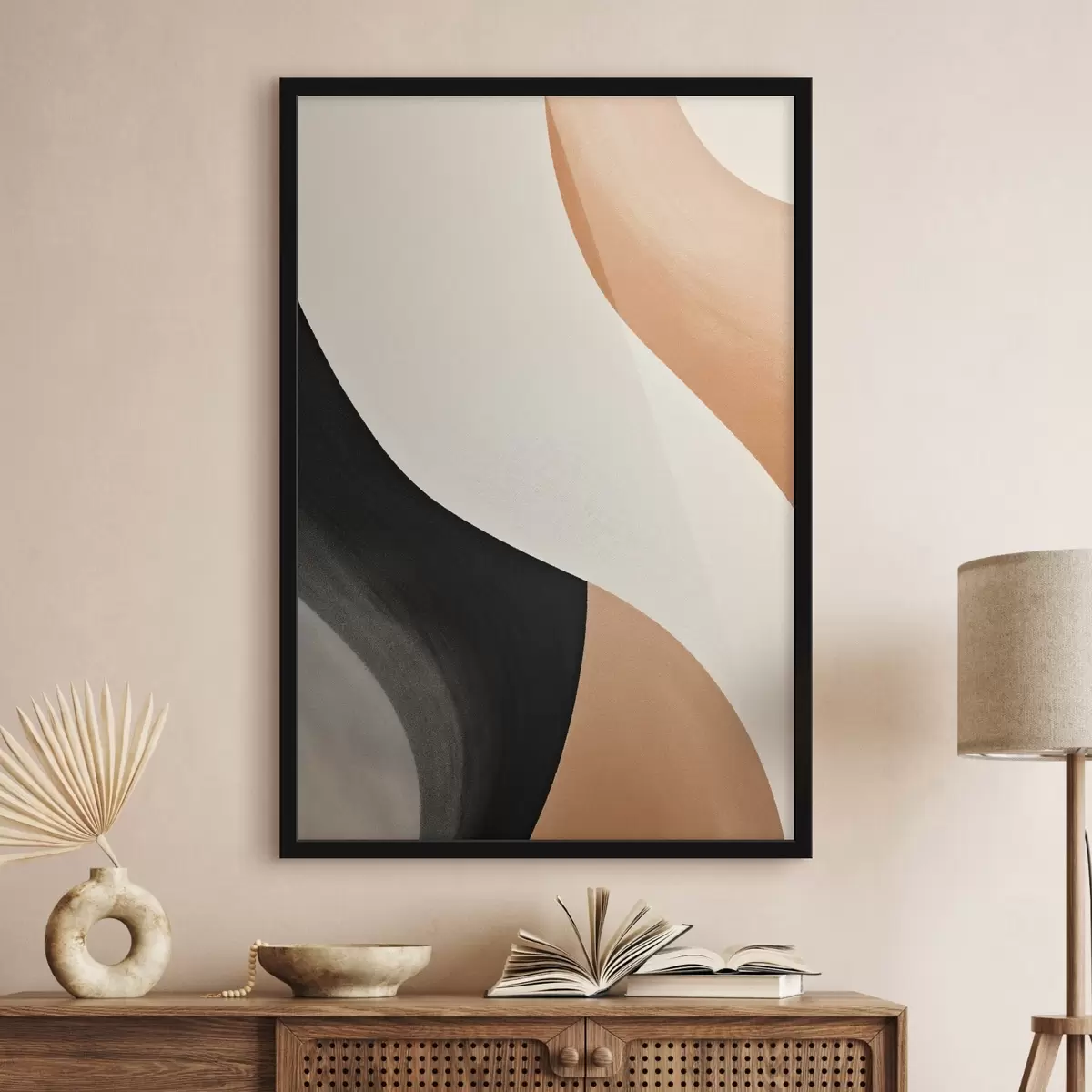 Poster Curva a S audace nei colori crema, nero e terracotta f46495
