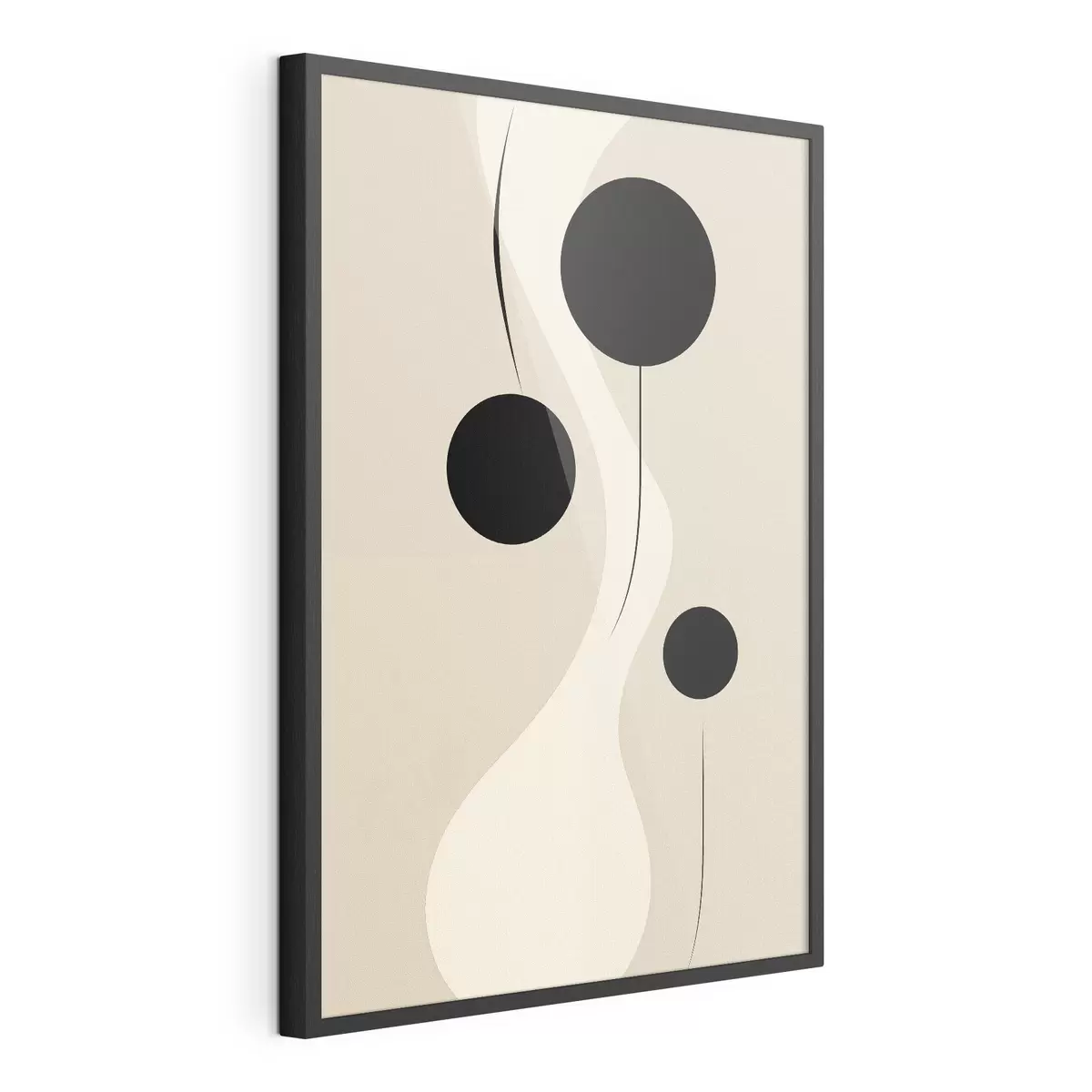 Poster Cerchi minimalisti su sfondo beige con accenti di linee fluide f46496