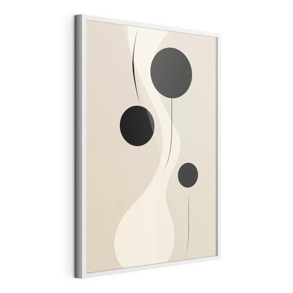 Poster Cerchi minimalisti su sfondo beige con accenti di linee fluide f46496