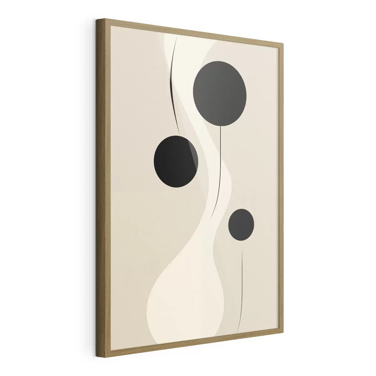 Poster Cerchi minimalisti su sfondo beige con accenti di linee fluide f46496