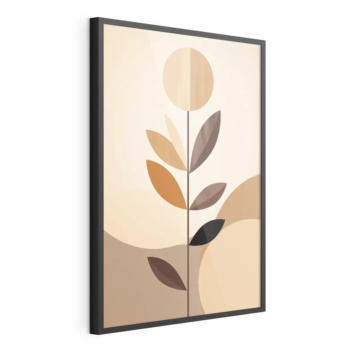 Poster Fiore stilizzato con foglie geometriche dai toni caldi f46500