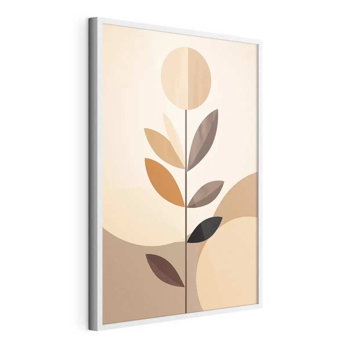 Poster Fiore stilizzato con foglie geometriche dai toni caldi f46500