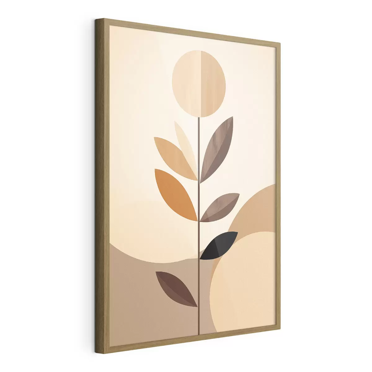Poster Fiore stilizzato con foglie geometriche dai toni caldi f46500