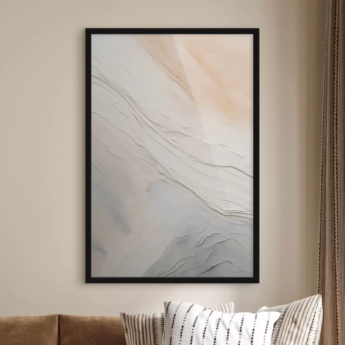 Poster Onde di intonaco strutturato nei toni delicati dell'avorio e della sabbia f46510