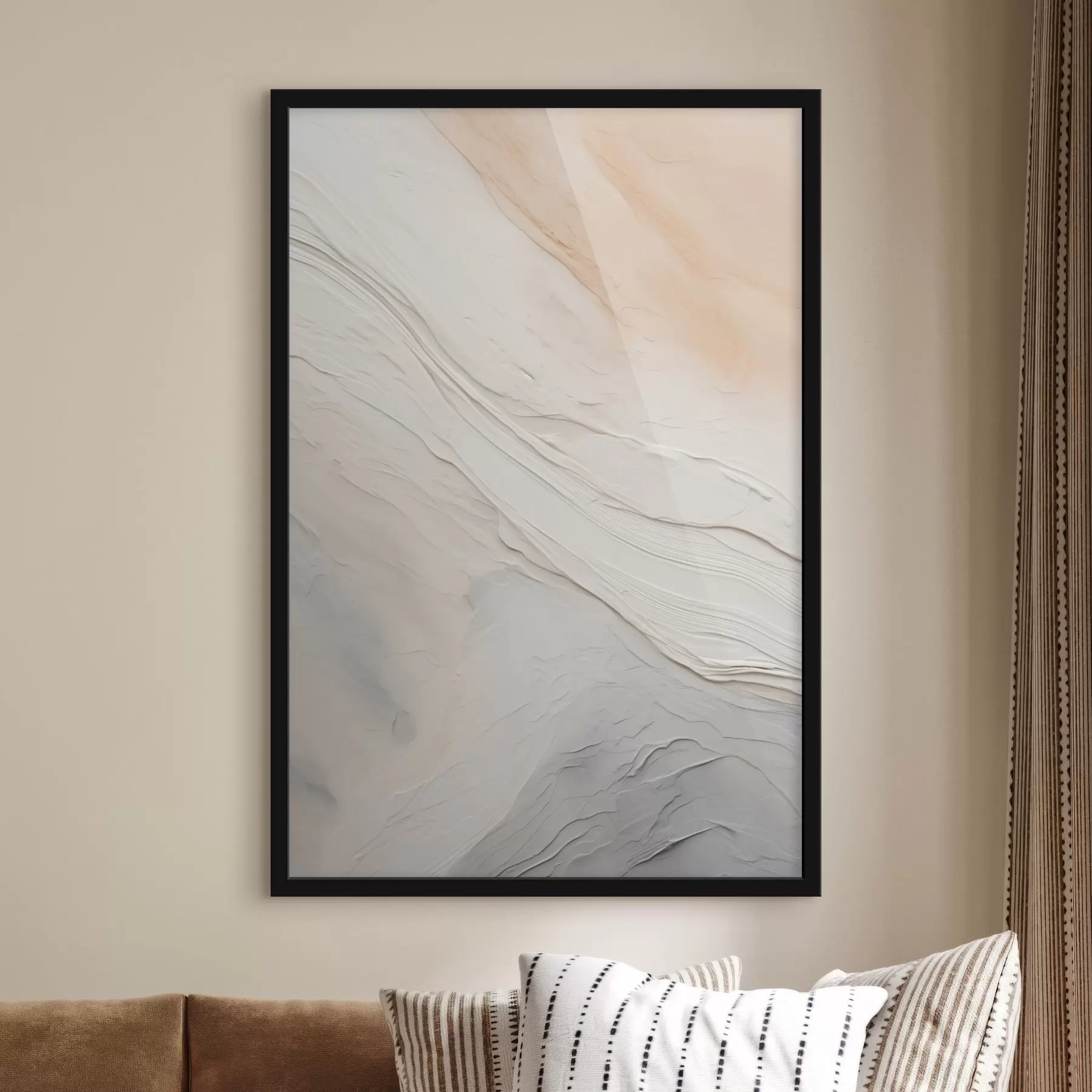 carta da parati Onde di intonaco strutturato nei toni delicati dell'avorio e della sabbia nr. f46510