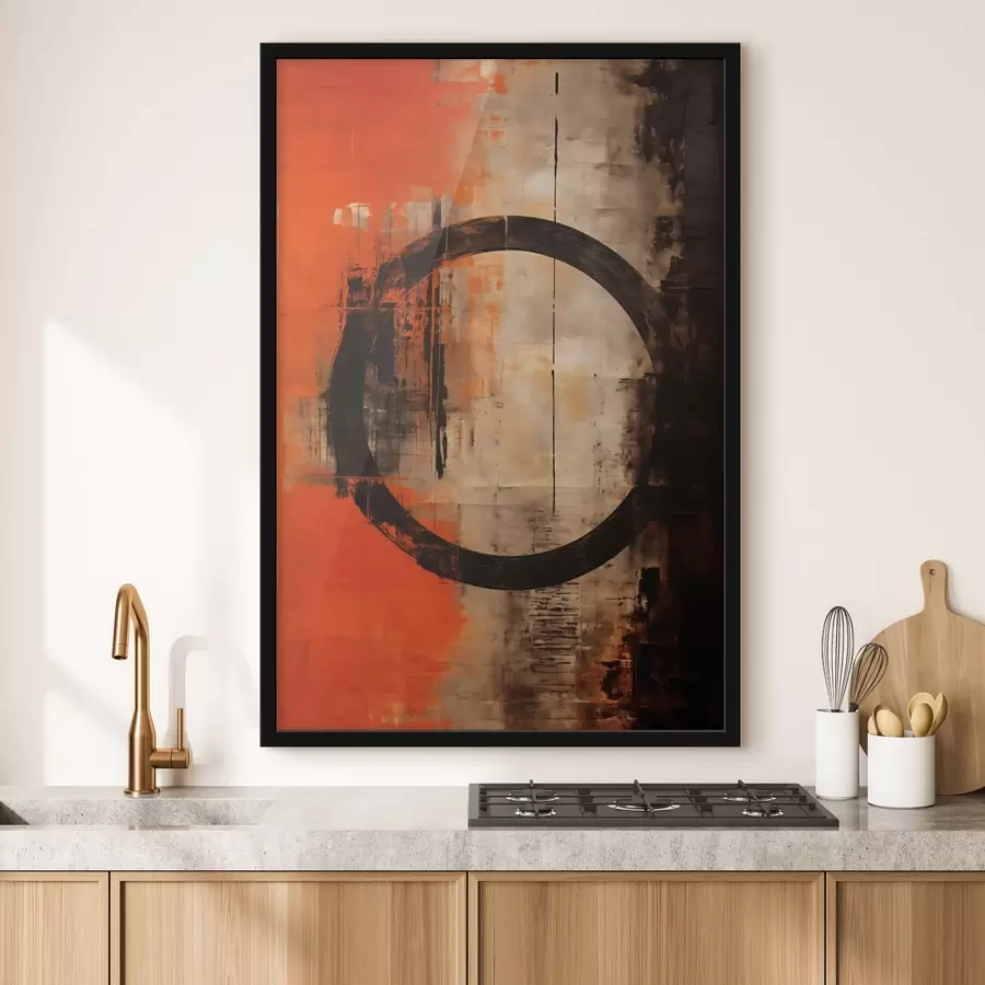 carta da parati Astratto con un grande cerchio nero e texture calde nr. f46528