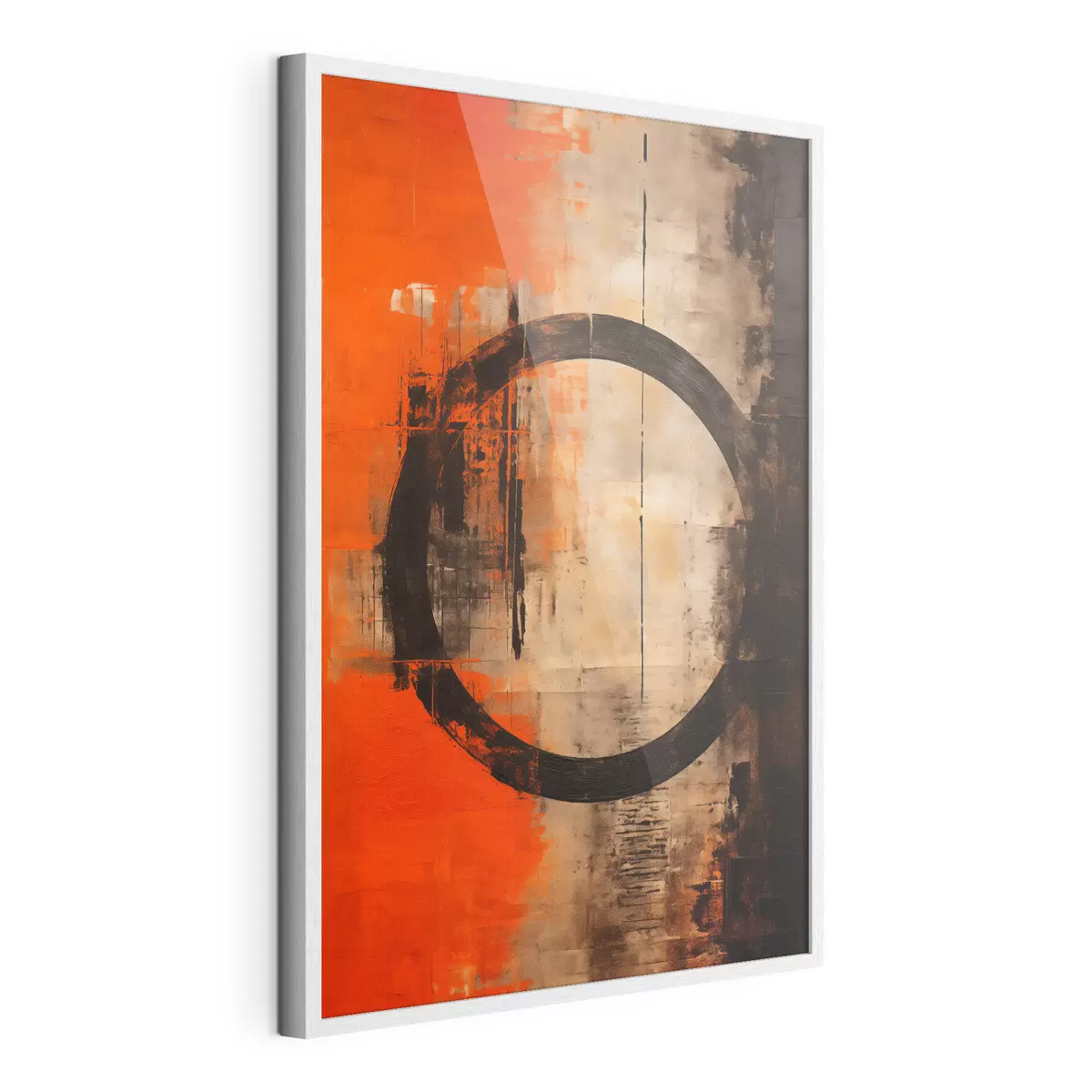 Poster Astratto con un grande cerchio nero e texture calde f46528