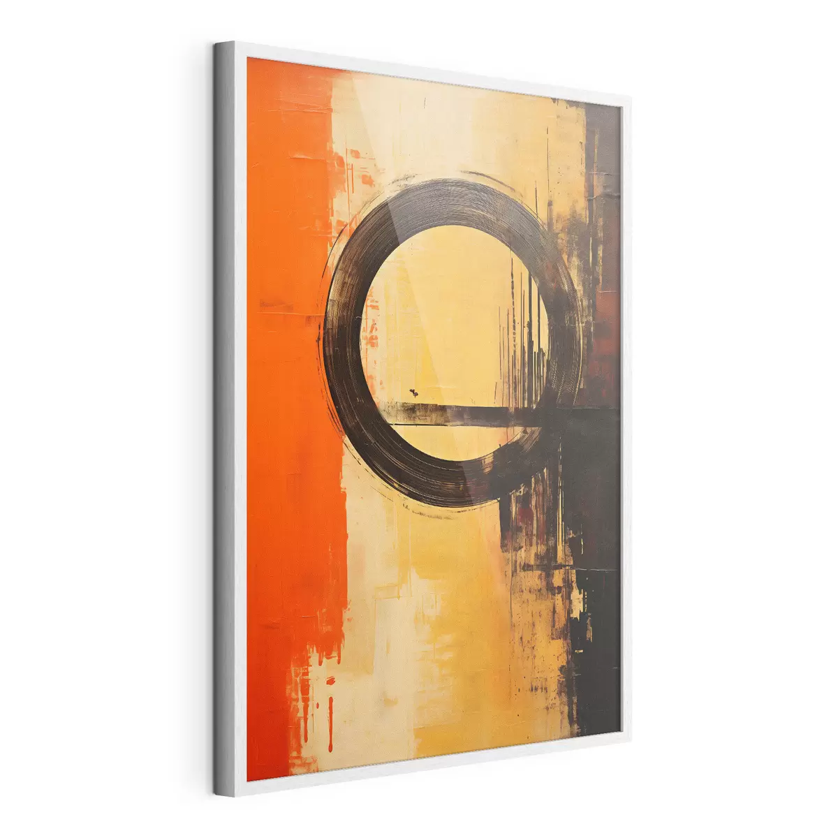 Poster Astratto con un anello nero su sfondo terracotta-sabbia f46529