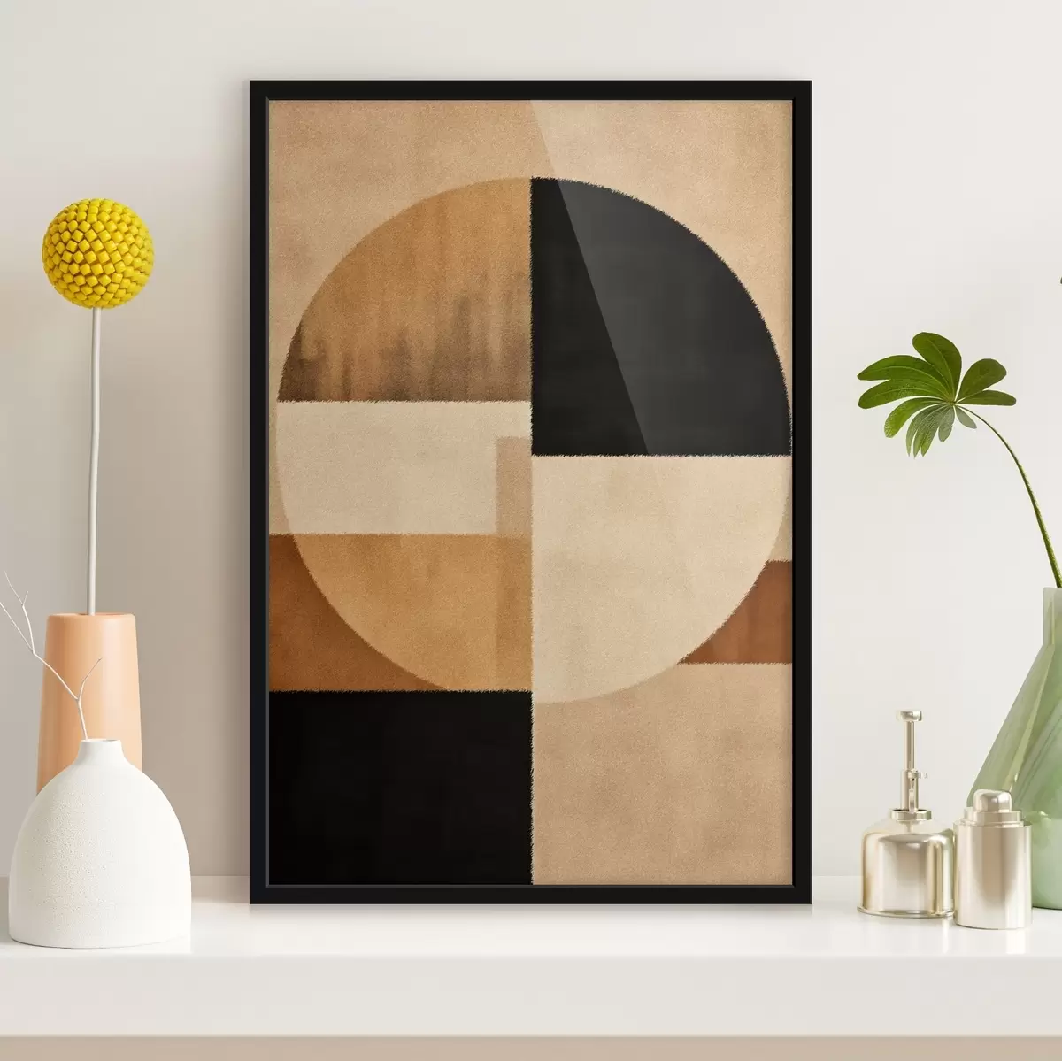 Poster Semicerchi e quadrati dai toni caldi, texture morbida f46531