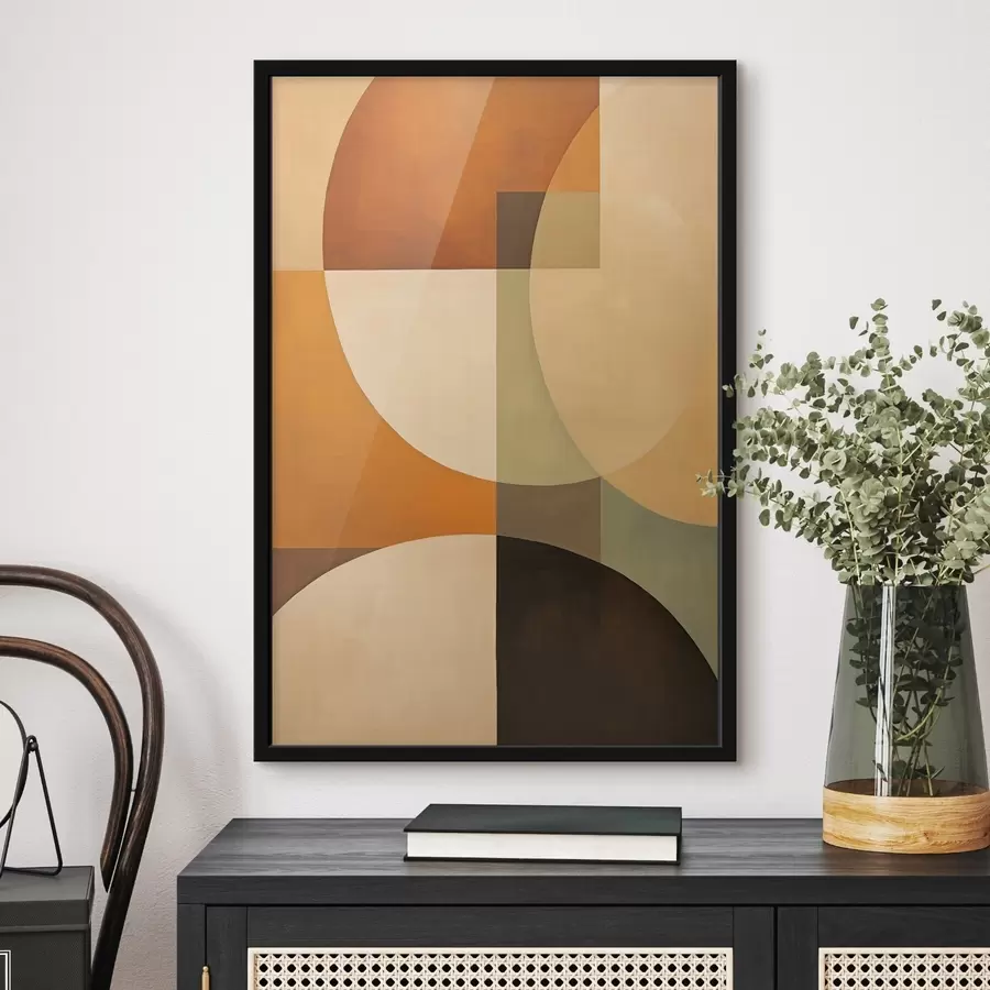 carta da parati Grandi forme intersecanti nei toni terracotta-oliva nr. f46533