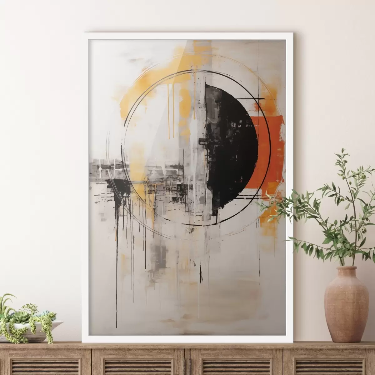 Poster Cerchio monocromatico arancione con gocce testurizzate f46536