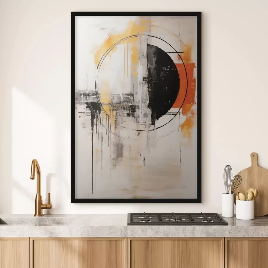 carta da parati Cerchio monocromatico arancione con gocce testurizzate nr. f46536