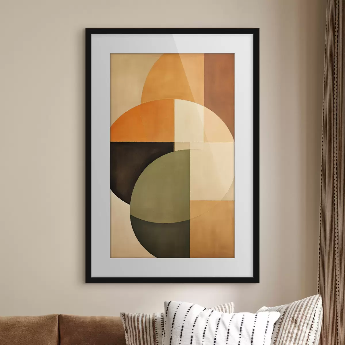 Poster Cerchi intersecanti in una tavolozza di colori sabbia-oliva f46537