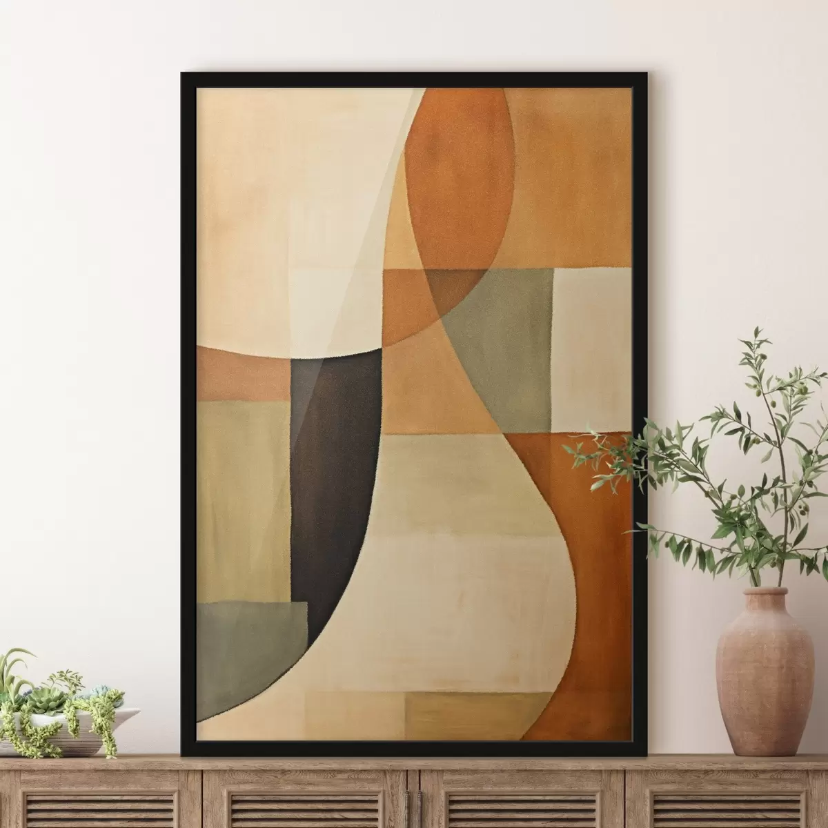 Poster Campi geometrici morbidi in una calda palette naturale f46538